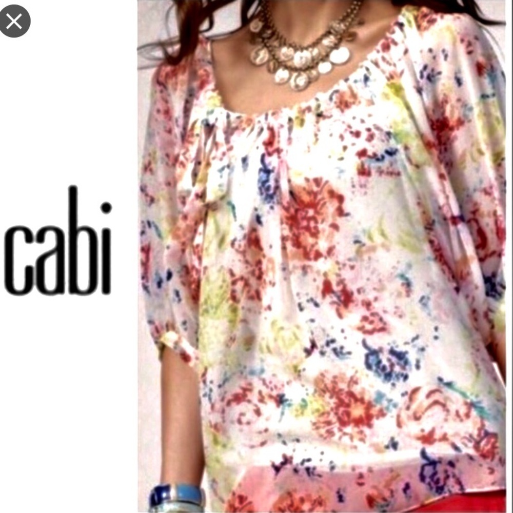 Cabi Sheer Watercolor Blouse Gorgeous